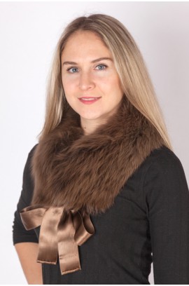 Brown fox fur collar-neck warmer